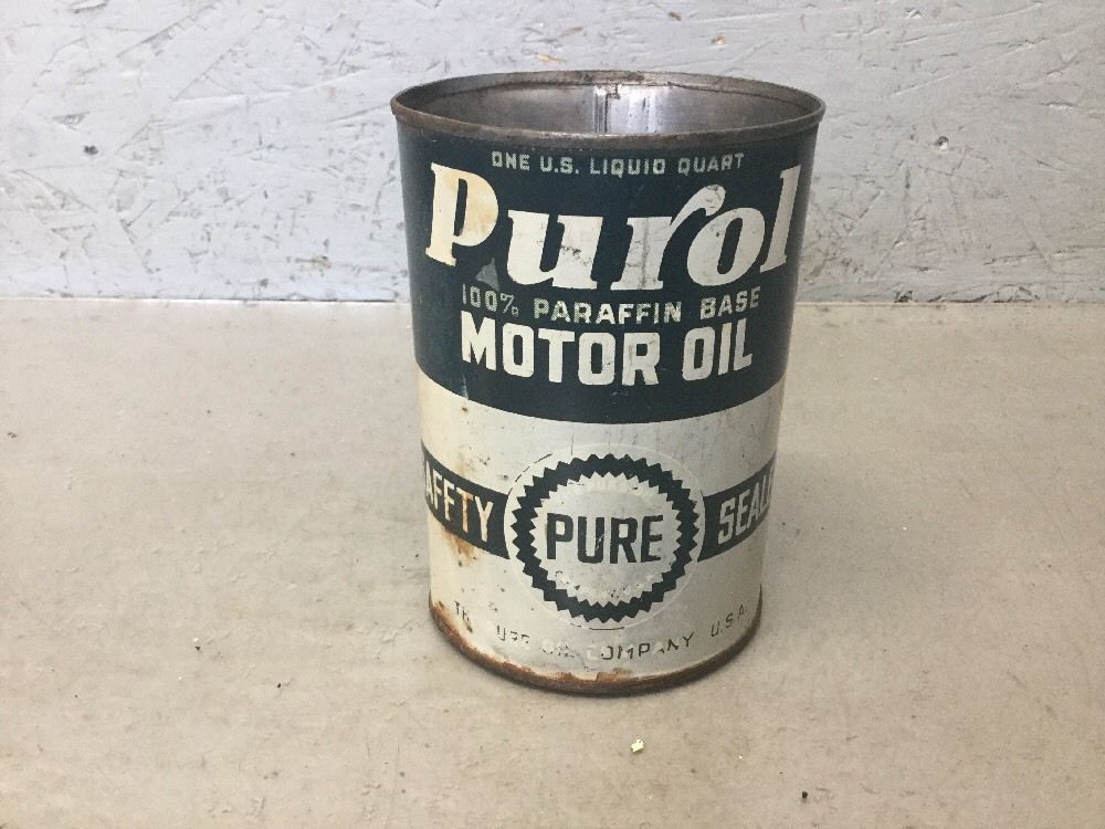 Pure Oil Company Purol Motor Oil Can Empty One Quart Collectible Vintage